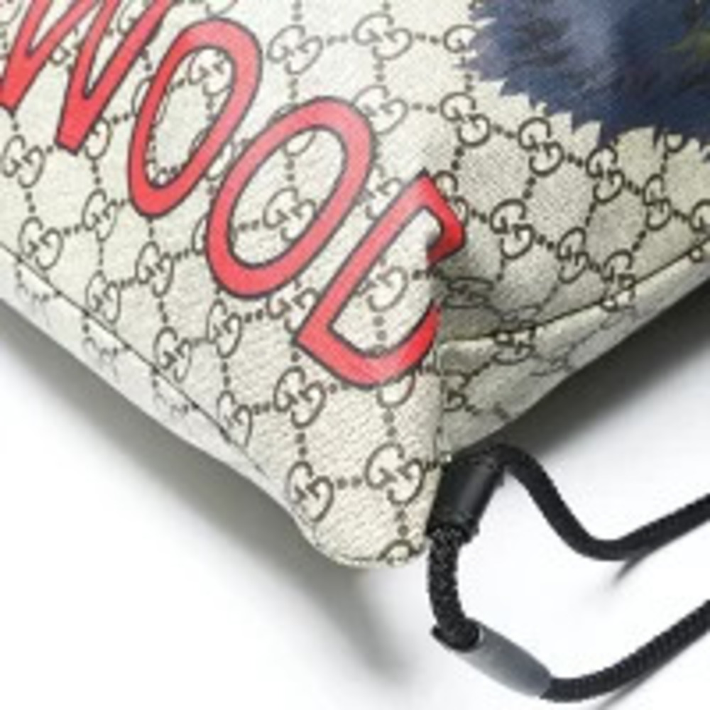 Gucci Drawstring Backpack Brown Supreme GG Daypack Rucksack Wolf - Picture 6 of 12